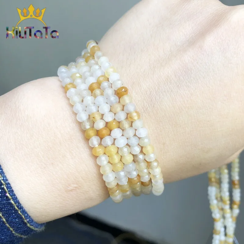 2*4 мм натуральные граненые бусины из натурального камня круглые свободные желтые