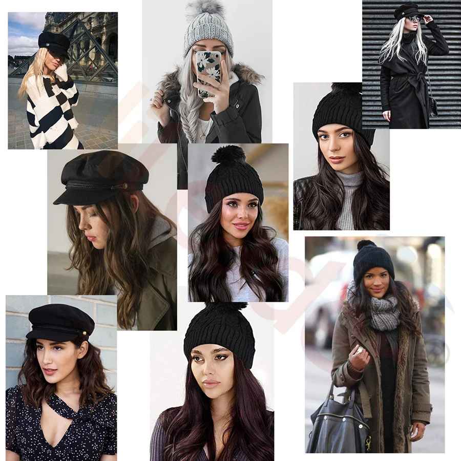 Alileader темно-синяя шапка парик 21 дюймов длинные волнистые синтетические волосы со