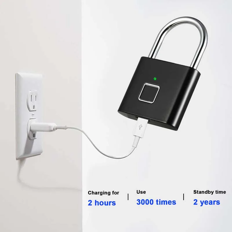 Бесключевой USB Перезаряжаемый дверной замок со сканером отпечатков пальцев