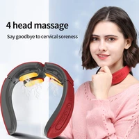 4 heads electric neck and back pulse massager ems heating pain relief relaxation cervical vertebra physiotherapy massager