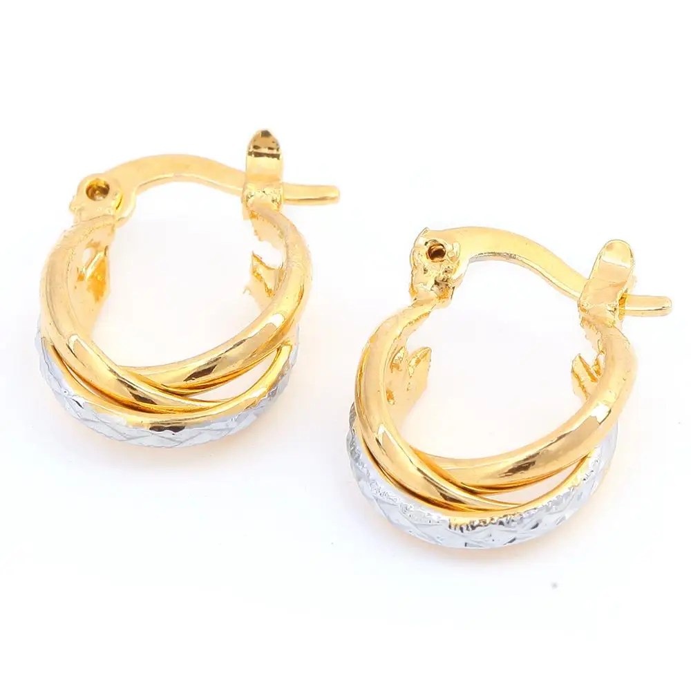 Модные стильные серьги 24k золотого цвета для женщин два модные ювелирные изделия