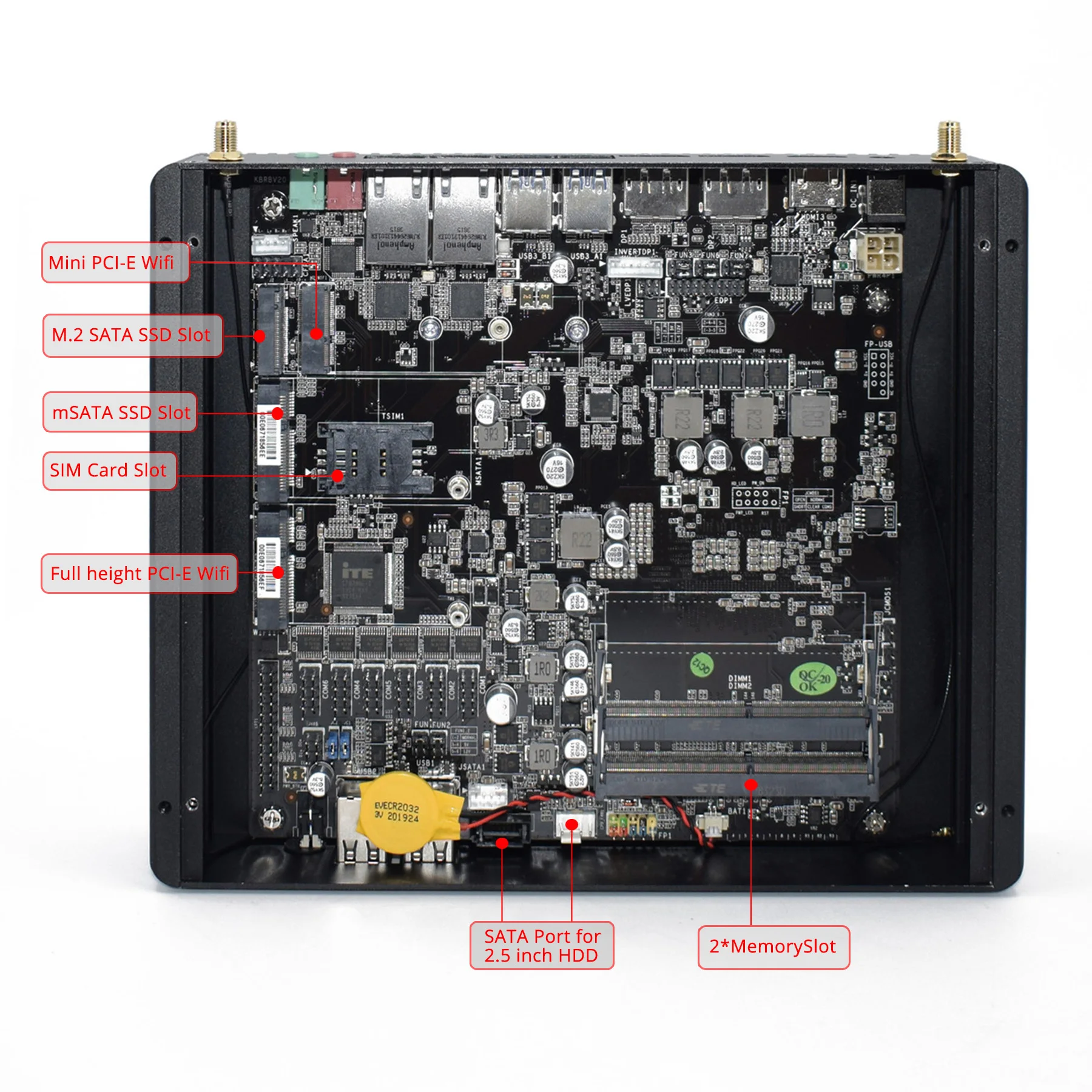 HYSTOU промышленный мини-Настольный ПК Core i5 8250U i7 8550U поддержка DP EDP HDMI 3 дисплей LPT