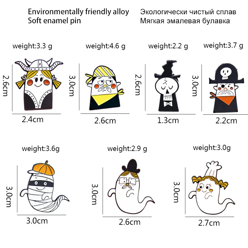 

Pirate Ghost Brooch Creative Mummy Ghost Enamel Lapel Pin Badge Accessories Jewelry Gift Cute Skull Ghost Brooch Fashion