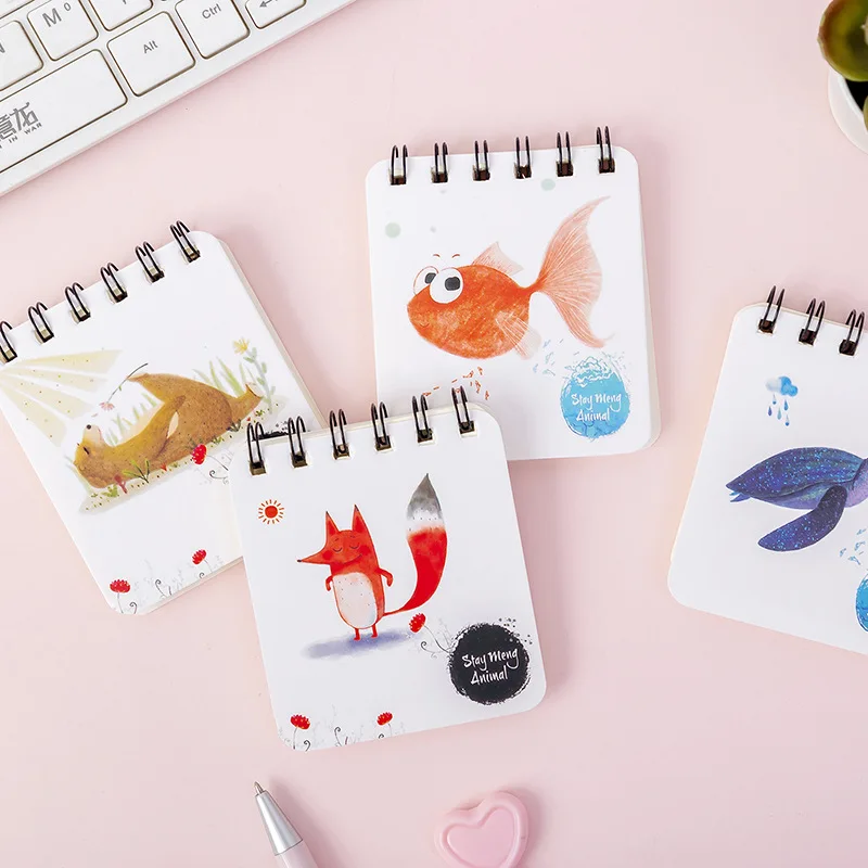 Новинка 2021 мультяшный портативный мини-блокнот на катушке Жесткий Чехол блокнот