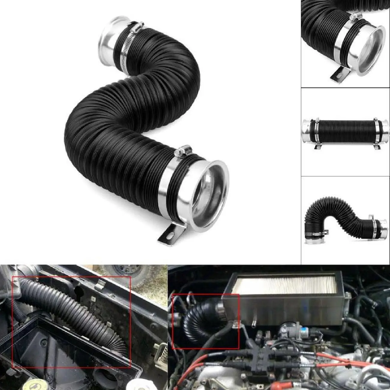 

Universal Car Modified Air Intake Flexible Expansion Pipe Ducting Silicone Hose for most vehicles with 76mm(3") air intake