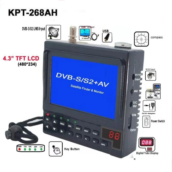 KPT 268AH DVB S2 Satfinder Full HD цифровой спутниковый ТВ приемник искатель измеритель MPEG 4