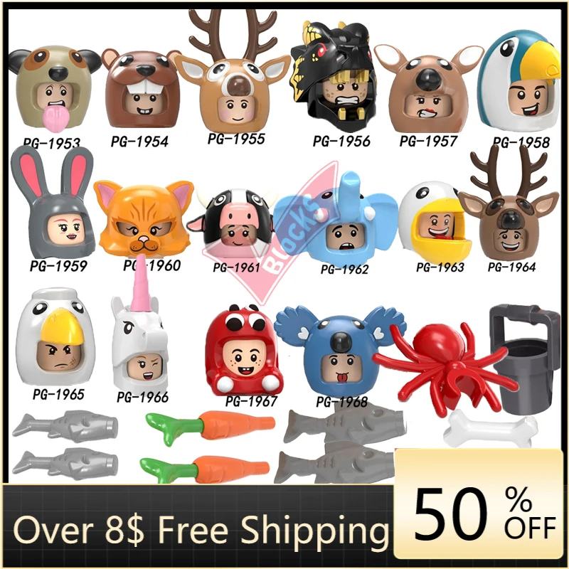 

Building Blocks Cartoon Pumping Series Rabbit Toucan Sika deer Andrew Elephant Figures For Children Toys PG822 PG8224