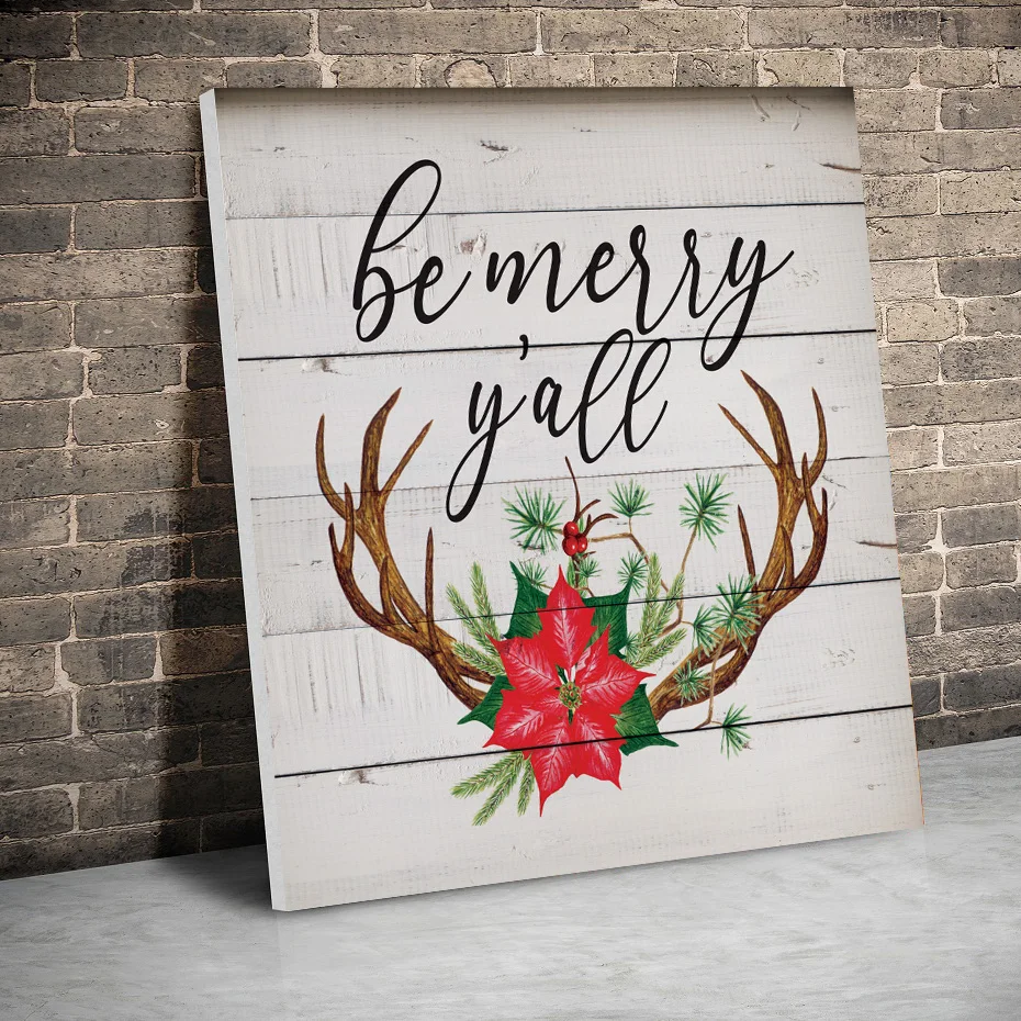 В рамке Be Merry Yall Рождественский Декор плакаты холст картины стены искусства