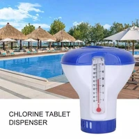 5 inch floating chlorine and bromine tabs dispenser with thermometer swimming pool floating chemical chlorine dispenser hot sale