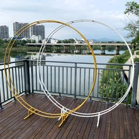 iron double rod ring wedding arch outdoor marriage birthday party round arch decoration background shelf decoration arch frame