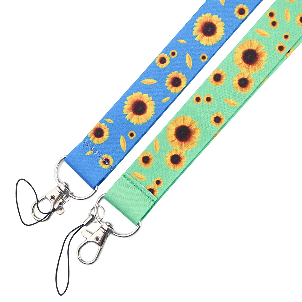 

JF0149 Sunflower Art Keychain Lanyard For Keys Mobile Phone Hanging Rope USB ID Card Badge Holder Keychain DIY Lanyards