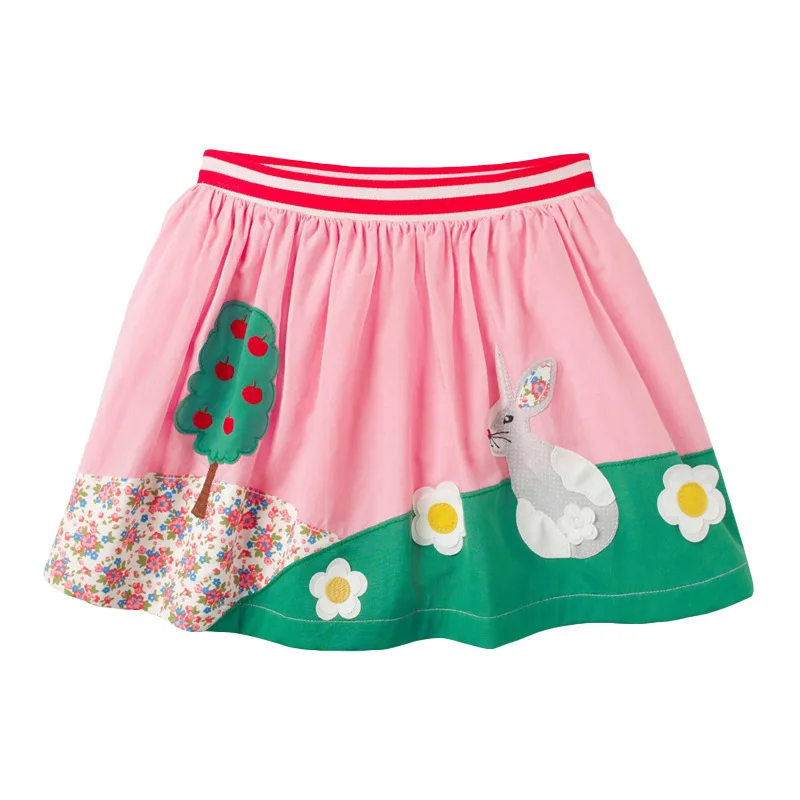 

Little Maven Summer Baby Girl Clothes Bunny Applique Woven Cotton Mini Animal School Cute Skirts for Kids 2-7 Years
