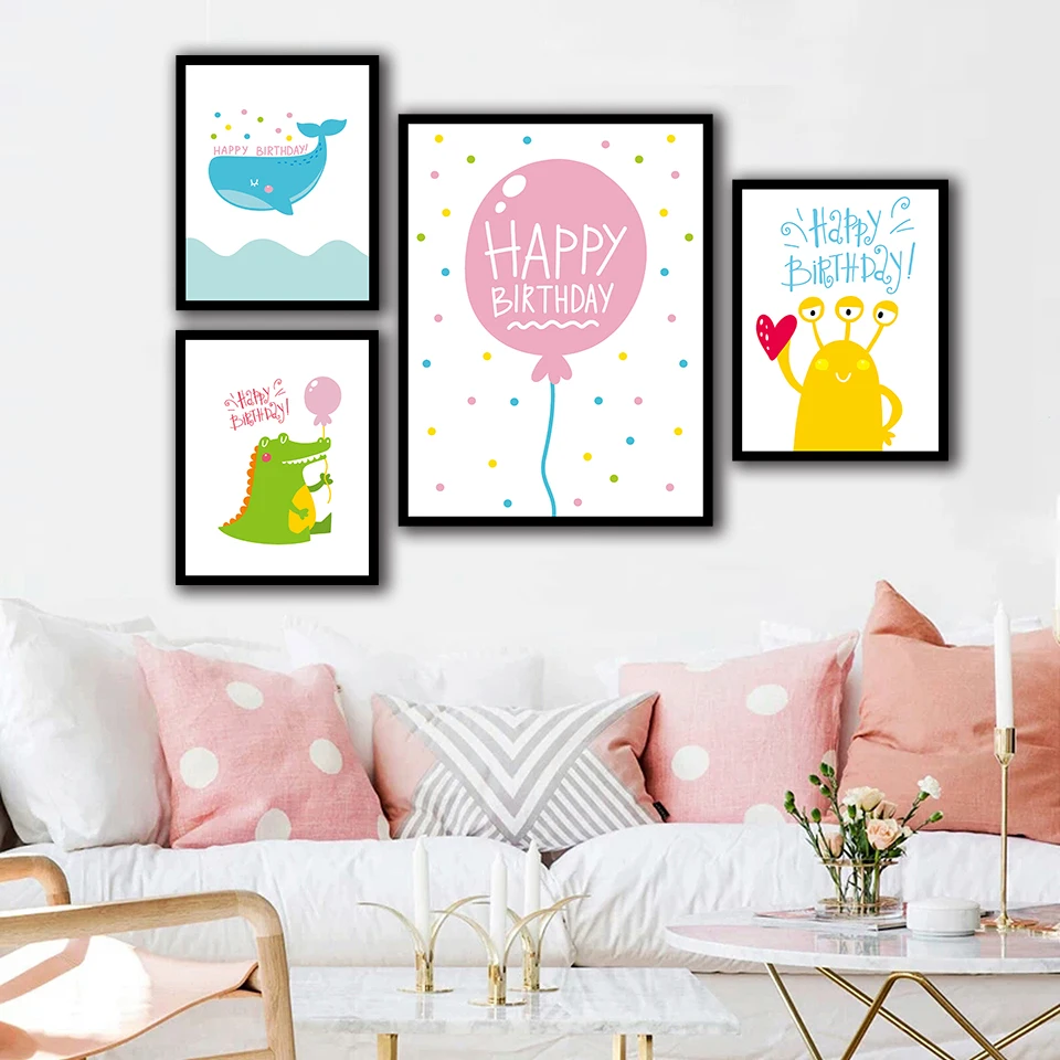 Северный плакат 24 стиля мультфильм милые дети день рождения как Художественная