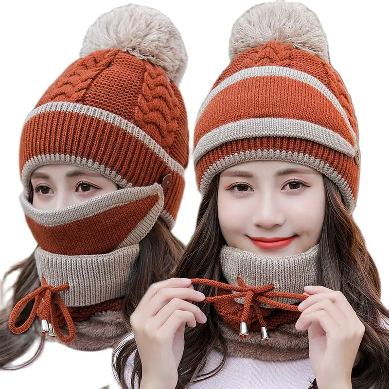 Women's Cycling Hat Plush Thickened Warm Wool Hat Korean Student Hat Winter Versatile Knitted Hat for Women Y013