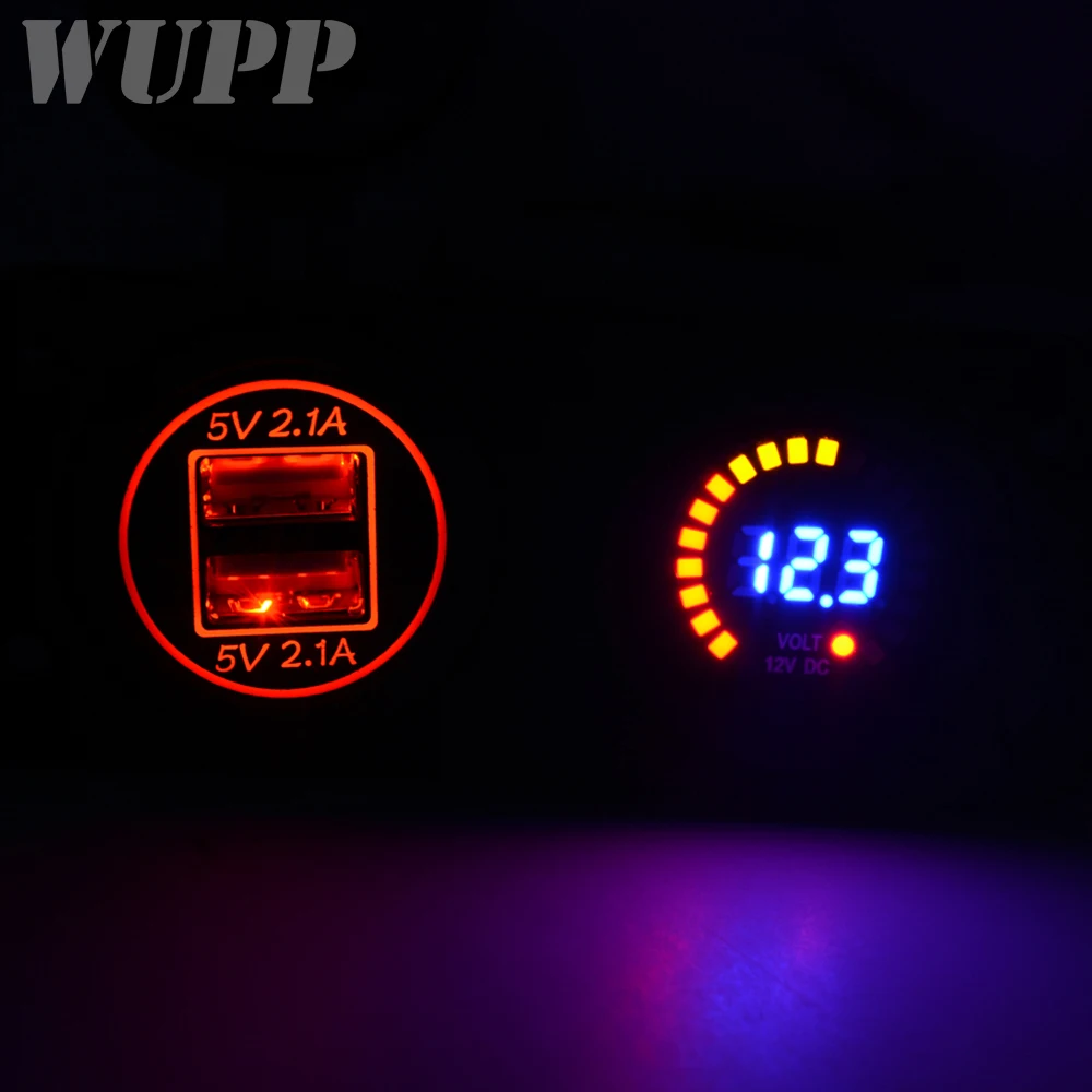 

LED Red Digital Display Voltmeter Charging Socket 12V-24V Car Charger Universal Waterproof Motorcycle Plug Dual USB With
