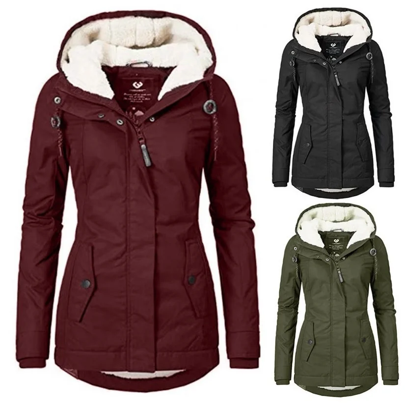 

Coat Winter Plush Hooded Cotton Padded Jacket Women's Pie