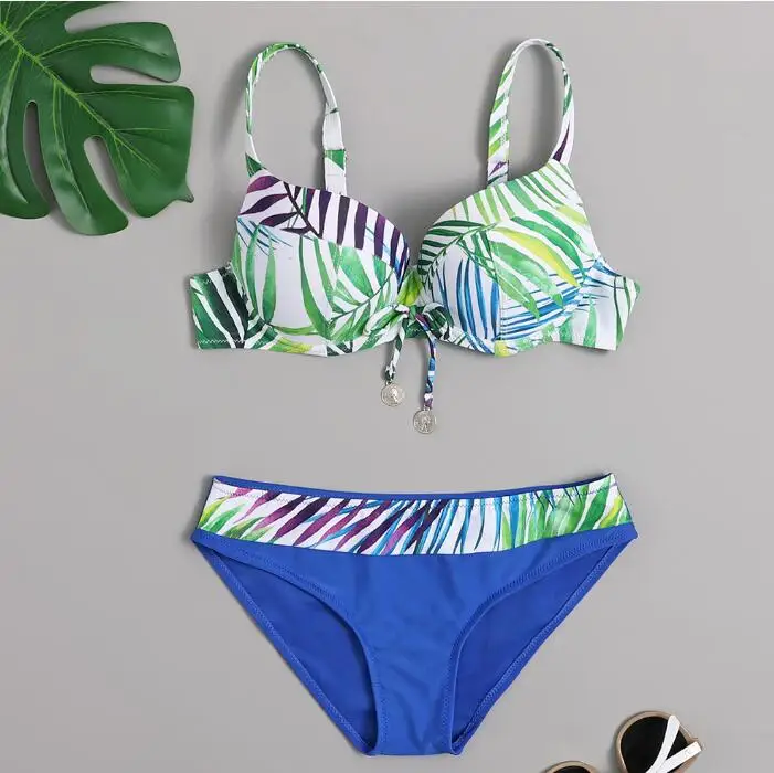 

Bikini Push Up Padded Bra 2021 Sexy Women Swimsuit Floral Patchwork Plus Size Swimwear Female Bandage Biquini Bathing suit Women