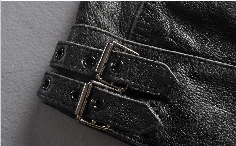 

fashion black Brand cowskin motorcycle jacket David Beckham style slim fit vintage genuine leather jacket men leather coats male