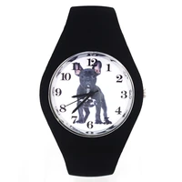 pug pet dog puppy animal pattern women men fashion silicone band sport quartz wrist watch