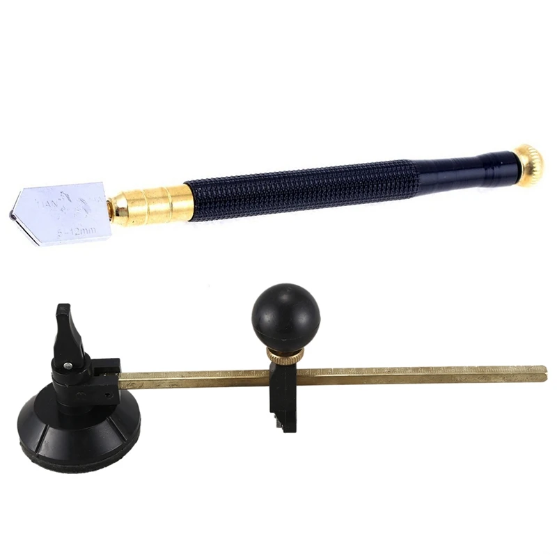 2 Pcs Glass Cutter : 1 40Cm Max.Round Dia Compasses Circle &amp 5Mm-12Mm Black Pencil Oil Feed Carbide Tip Cutting | Дом и сад