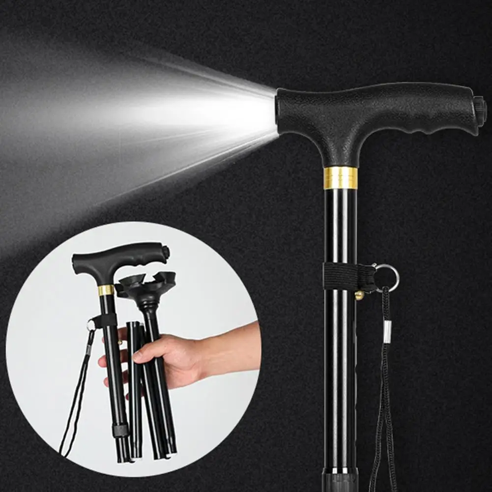 

Folding Canes Aluminium Alloy Telescopic Multifunctional Crutches Walking Cane With Led Light Walking Sticks Pole Outdoor Hiking