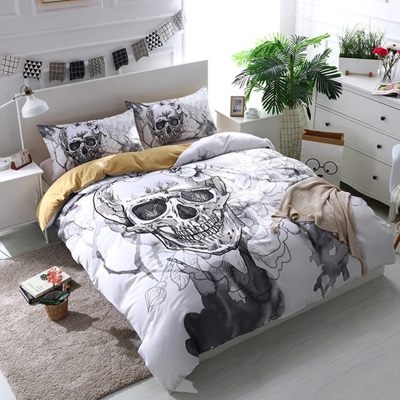 

3D Sugar Skull Printed Bedding Sets Single Double Twin Full Queen King Size Easter Duvet Cover With Pillowcase Bed Set Bed Linen