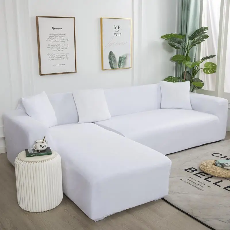 

Elastic Spandex Sofa Covers for Living Room Solid Color Corner Slipcovers Couch Cover Stretch Sofa Towel L Shape Need Buy 2Piece