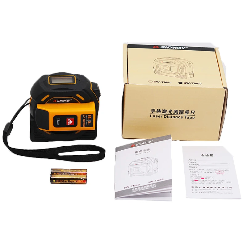 

SNDWAY SWTM Laser tape 40m /60m ranging tape digital retractable 5m precision electronic tape measure laser distance meter tape
