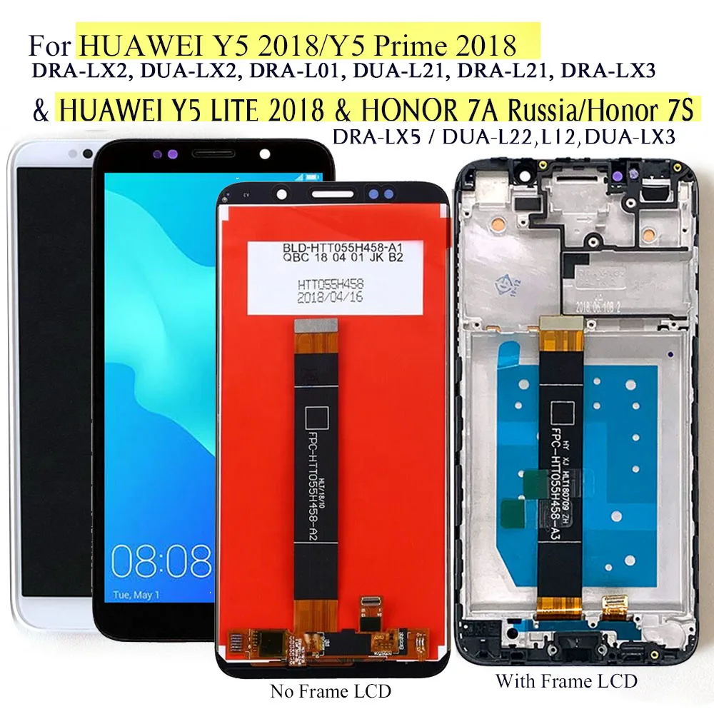 

Дисплей для Huawei Y5 2018 и Y5 Lite DRA-LX2/LX3/LX5, ЖК-дисплей с сенсорным экраном для замены для Honor 7A, Россия, 7s, DUA-L22 5,45 дюйма