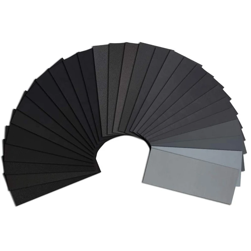 45PCS Наждачная бумага 9 х 3,6 дюйма влажно-сухая водонепроницаемая наждачная бумага 120-5000 различной зернистости для обработки металла.