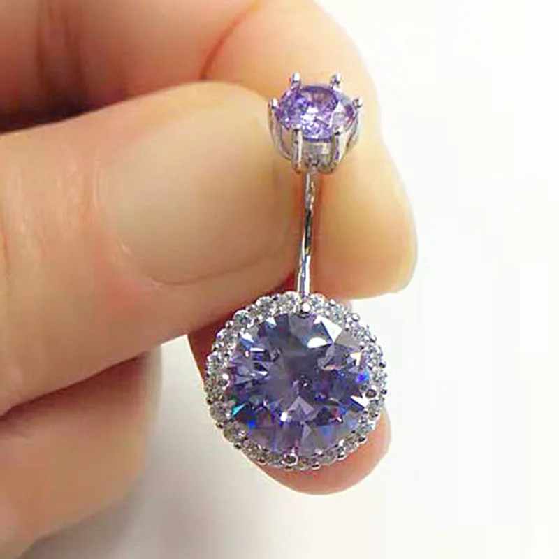 Женское кольцо на пупок с кристаллом 925 пробы ювелирное изделие для пирсинга