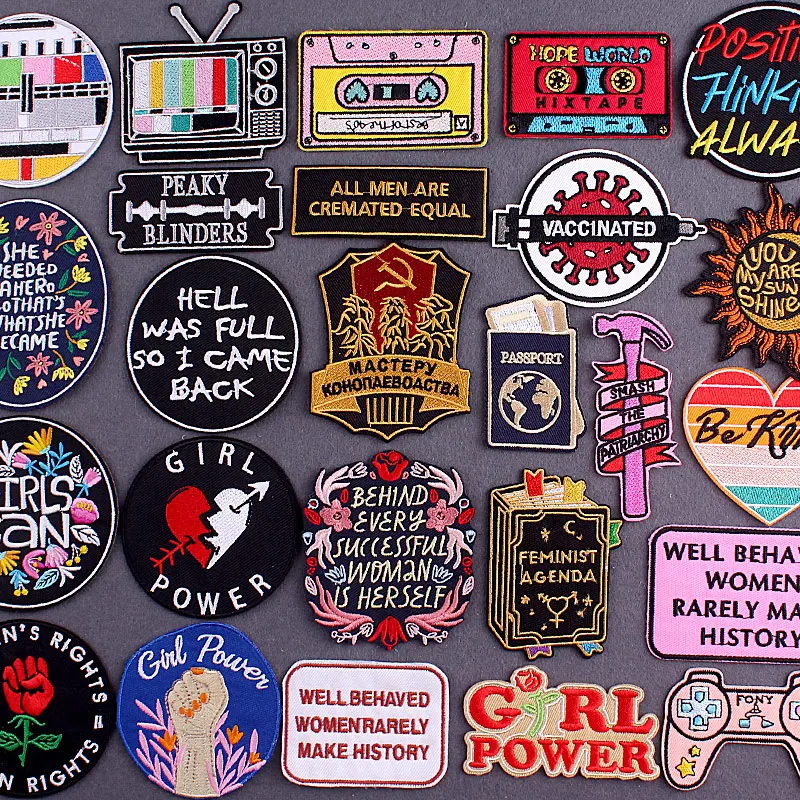 

Letter Patch Iron On Patches For Clothing Stickers Girl Power Embroidered Patches On Clothes Slogan Clothes Stripes Badges Decor