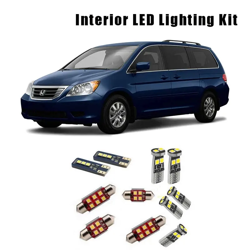 

Kit Fit For Honda Odyssey 2005 2006 2007 2008 2009 2010 15pcs White LED Interior Light Map Dome Bulbs Door Cargo License Lamp