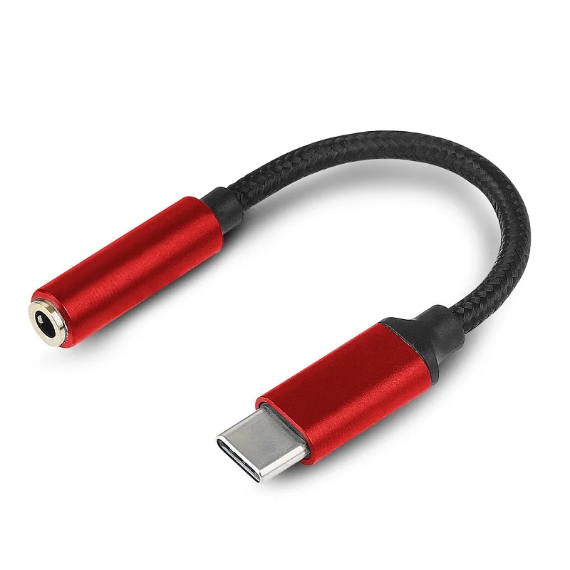 red Usb type C до 3,5 адаптер для наушников цифровой чип AUX аудио кабель USB C до 3,5 мм конвертер для наушников для телефонов huawei samsung - Цвет: red
