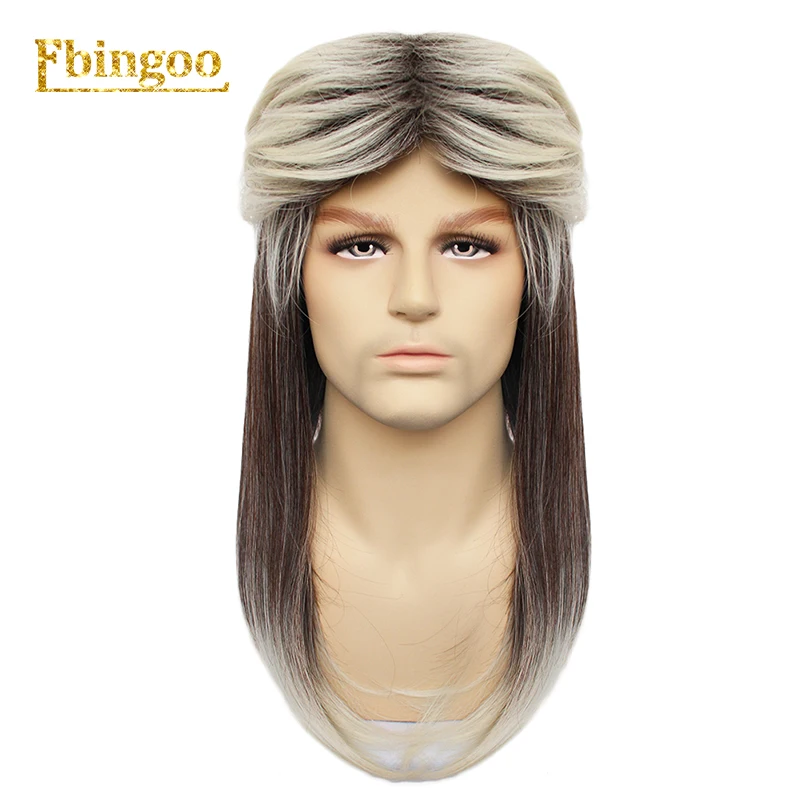 Ebingoo Кепка+ мужские s Mullet парики 80s костюмы коричневый Омбре синтетический парик Merica Joe Dirt Trash костюм аксессуары для мужчин