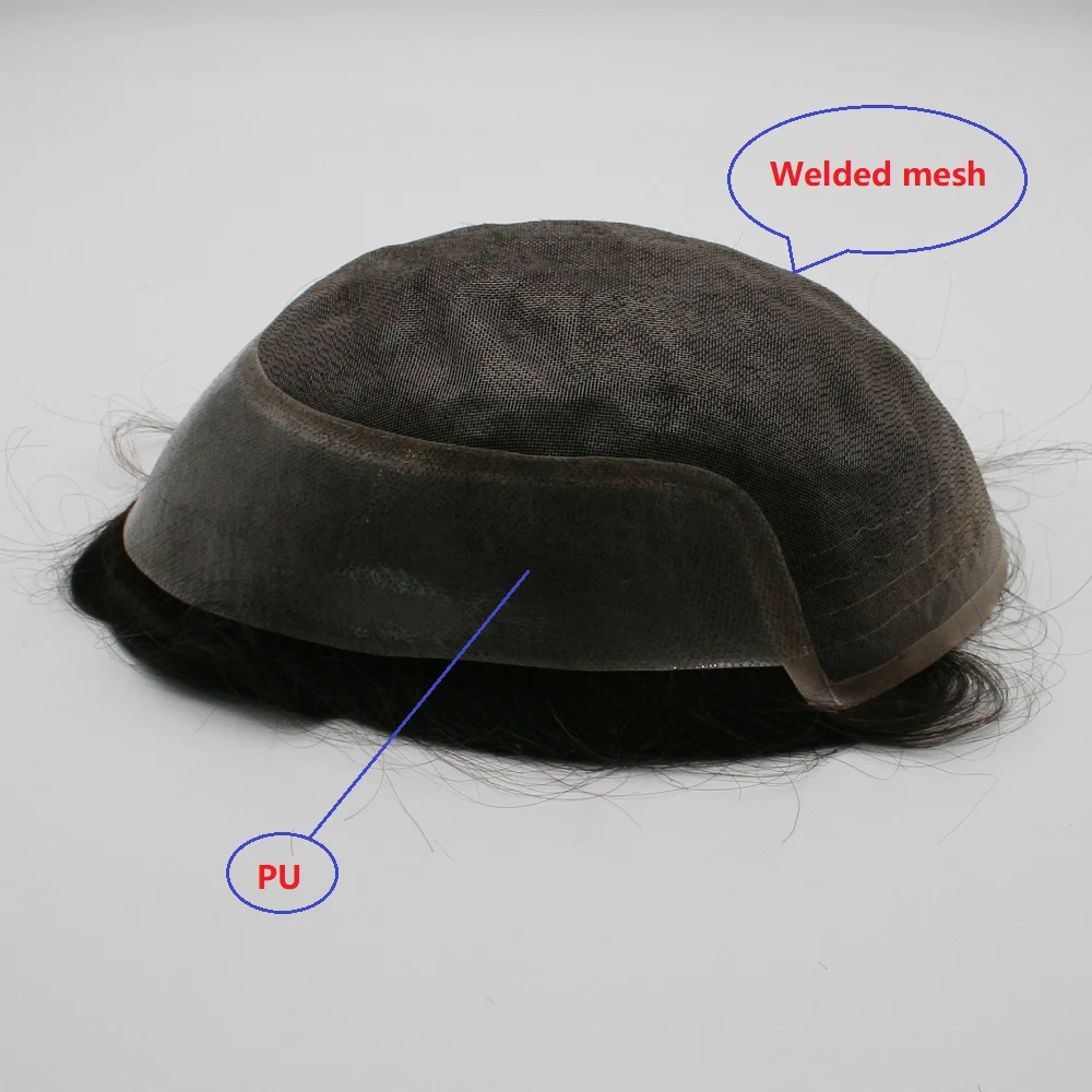 Мужские волосы со сварным кружевом спереди и сверху по бокам сзади парик