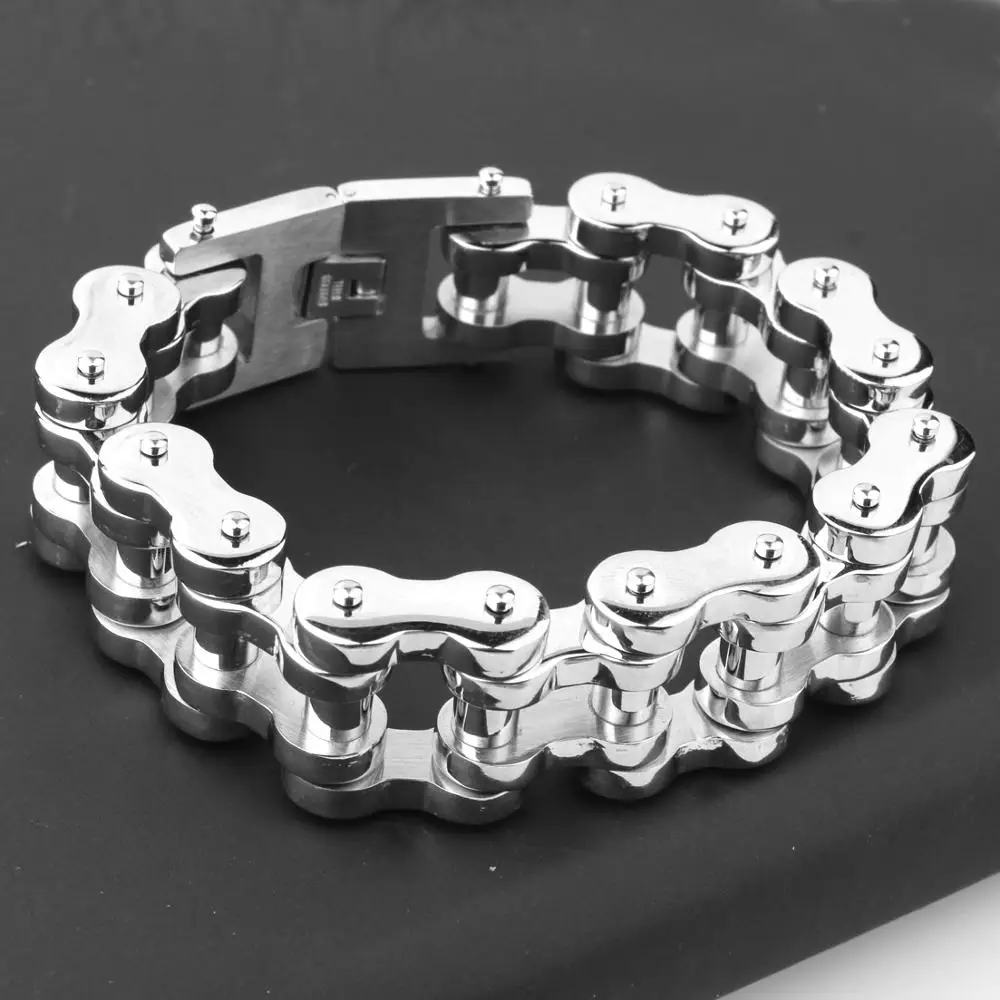 

Hot Sale 18/22mm Width Men's Cool Motorcycle Chain Bracelet Bike Jewelry Top Quality 316L Stainless Steel Never Fade