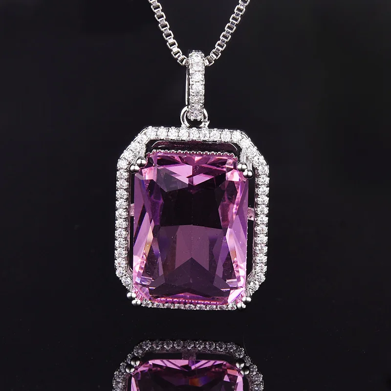 Настоящее серебро Цвет 925 ювелирные изделия ожерелье натуральный аметист кулон