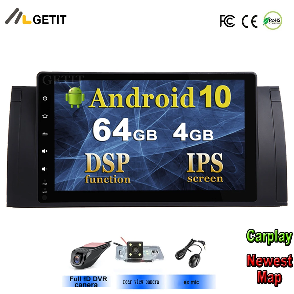 Чип DSP IPS экран 9 ''Android 10 Автомобильный мультимедийный проигрыватель без dvd