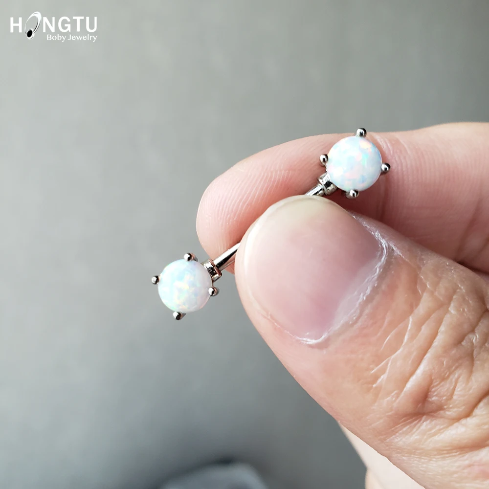 HONGTU 1 пара опал драгоценный камень штанга для сосков пирсинг завитка пикантные
