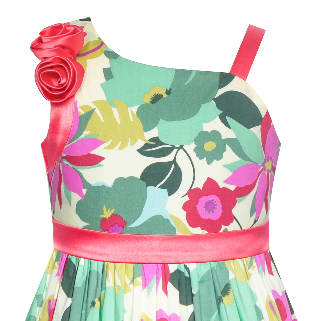 Sunny Fashion платья для девочек платье Одно плечо Морская звезда Цветок Платье