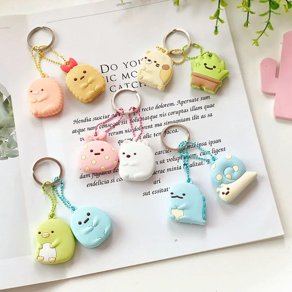 2pcs/set Cartoon Animal Key Cover Cute Anime Silicone KeyChains Women Funny Animal Key Holder Caps Child Gift Cute Key Covers