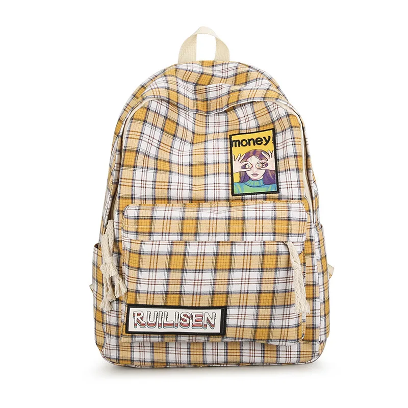 

2020 New Style Plaid Canvas Backpack Women's Korean-style Schoolbag GIRL'S Online Celebrity Style Backpack