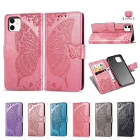 luxury pu leather case for iphone 11 pro max xr wallet embossed butterfly flip cover for iphone xs max 7 8 plus phone capa coque