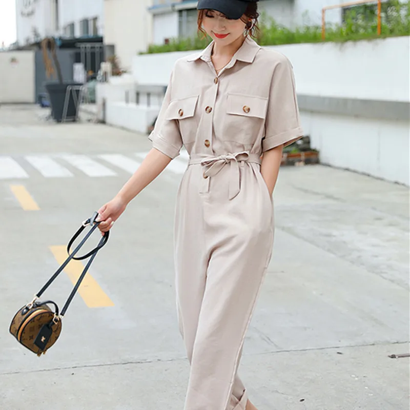 Новинка 2020 Модный комбинезон для отдыха универсальный с рубашкой и воротником