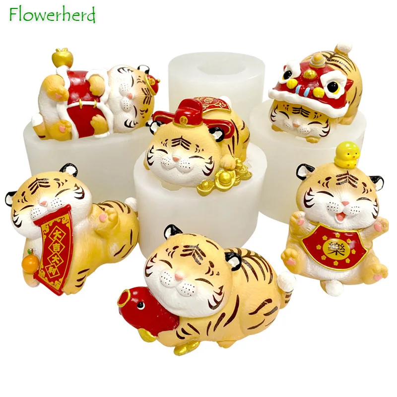 

Diy Baking Tools for Cakes Cartoon Praying Tiger Silicone Mold Zodiac Tiger Aromatherapy Candle Plaster Mold Resin Molds