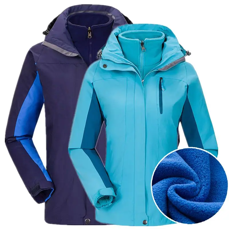 Mens And Womens Hiking Jacket Windproof Detachable Warm Fleece Coat Outdoor Sport Couples Mountain Trekking Camping | Спорт и