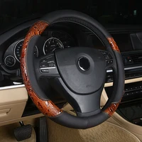 lunasbore racing wood shavings car steering wheel cover set leather covers 363840cm for bmwhondaaudifordtoyotavolkswagen