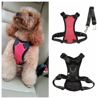 safety breathable mesh dog harness leash with adjustable straps pet harness with car automotive seat safety belt dog chest strap