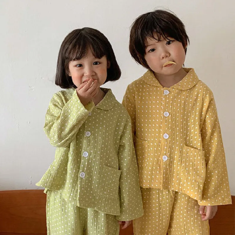 

2021 Autumn Boys and Girls Cotton Pajamas Set, Baby Long-sleeved Two-piece Suit, Children's Home Service